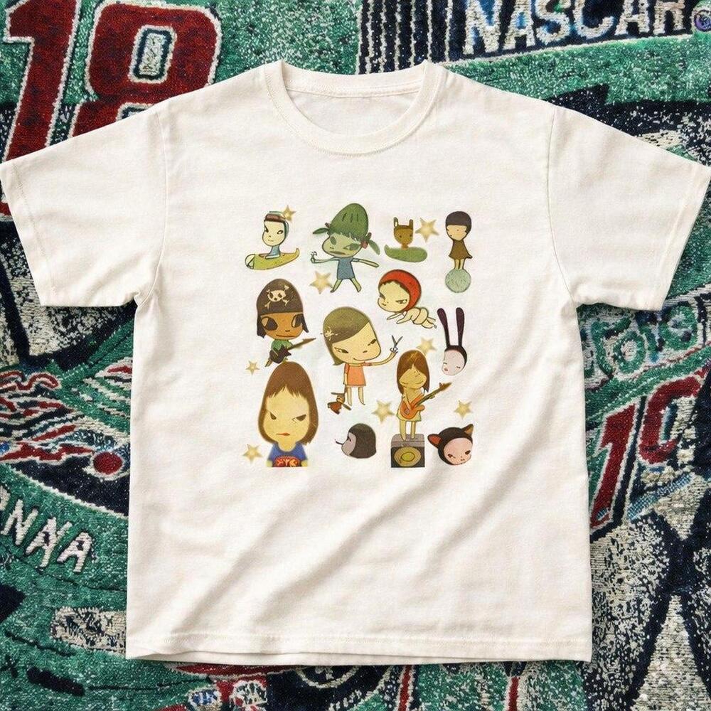 Cute Illustrated Character Graphic Tee Off White Unisex T-Shirt.